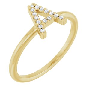 14K Yellow Gold .06 CTW Natural Diamond Initial A Ring