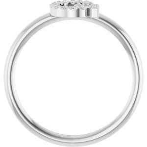 14K White Gold .06 CTW Natural Diamond Initial G Ring