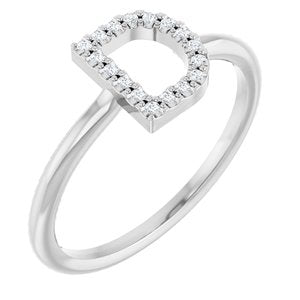 14K White Gold .06 CTW Natural Diamond Initial D Ring