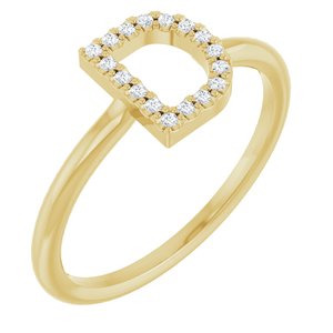 14K Yellow Gold .06 CTW Natural Diamond Initial D Ring