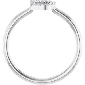 14K White Gold .06 CTW Natural Diamond Initial D Ring