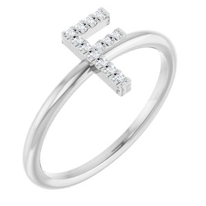 Sterling Silver .06 CTW Natural Diamond Initial F Ring