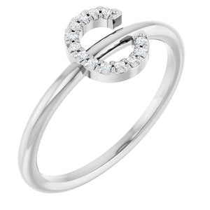 14K White Gold .05 CTW Natural Diamond Initial C Ring