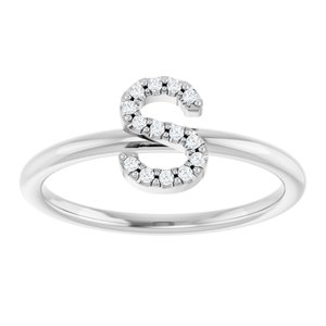 14K White Gold .05 CTW Natural Diamond Initial S Ring