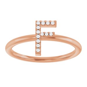 14K Rose Gold .06 CTW Natural Diamond Initial F Ring