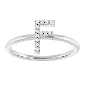 Sterling Silver .06 CTW Natural Diamond Initial F Ring