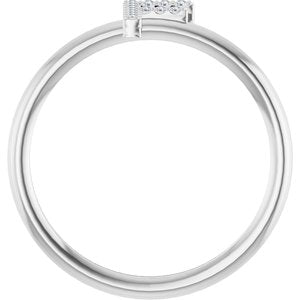 Sterling Silver .06 CTW Natural Diamond Initial F Ring