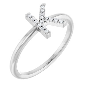 14K White Gold .05 CTW Natural Diamond Initial K Ring