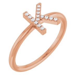14K Rose Gold .05 CTW Natural Diamond Initial K Ring