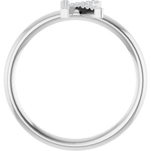 Sterling Silver .05 CTW Natural Diamond Initial K Ring