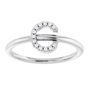14K White Gold .05 CTW Natural Diamond Initial C Ring