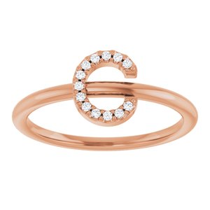 14K Rose Gold .05 CTW Natural Diamond Initial C Ring