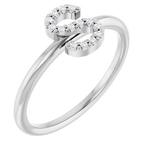 Sterling Silver .05 CTW Natural Diamond Initial S Ring