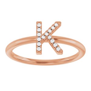 14K Rose Gold .05 CTW Natural Diamond Initial K Ring