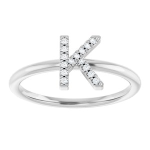 14K White Gold .05 CTW Natural Diamond Initial K Ring
