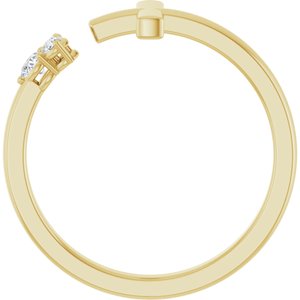 14K Yellow Gold 1/10 CTW Natural Diamond Negative Space Cross Ring