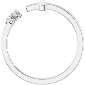 14K White Gold 1/10 CTW Natural Diamond Negative Space Cross Ring