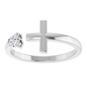 Sterling Silver 1/10 CTW Natural Diamond Negative Space Cross Ring