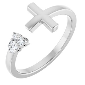 Sterling Silver 1/10 CTW Natural Diamond Negative Space Cross Ring