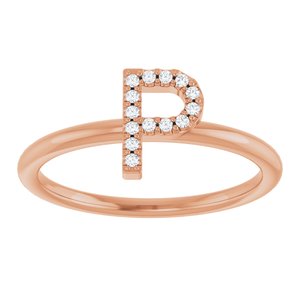 14K Rose Gold .05 CTW Natural Diamond Initial P Ring