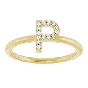 14K Yellow Gold .05 CTW Natural Diamond Initial P Ring