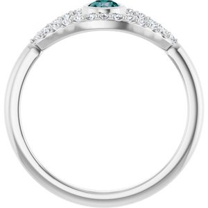 Sterling Silver Lab-Grown Alexandrite & Natural White Sapphire Evil Eye Ring