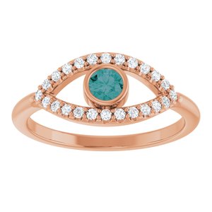 14K Rose Gold Lab-Grown Alexandrite & Natural White Sapphire Evil Eye Ring