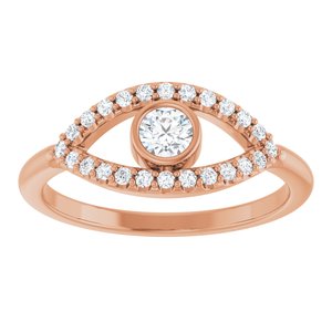 14K Rose Gold Natural White Sapphire Evil Eye Ring