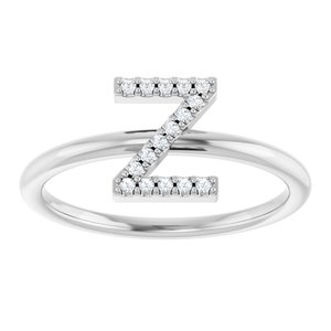 14K White Gold .06 CTW Natural Diamond Initial Z Ring