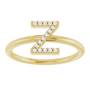 14K Yellow Gold .06 CTW Natural Diamond Initial Z Ring