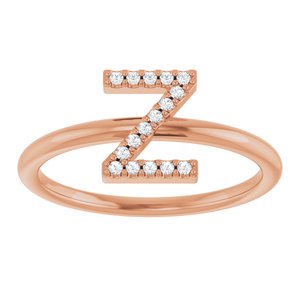 14K Rose Gold .06 CTW Natural Diamond Initial Z Ring
