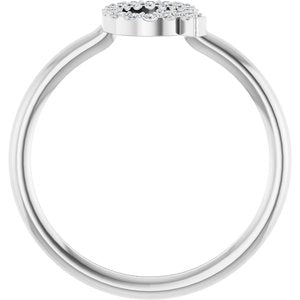 Sterling Silver .08 CTW Natural Diamond Initial Q Ring