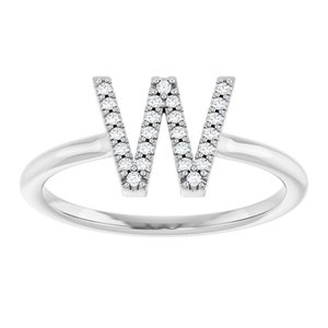 Sterling Silver .06 CTW Natural Diamond Initial W Ring