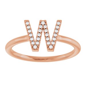 14K Rose Gold .06 CTW Natural Diamond Initial W Ring