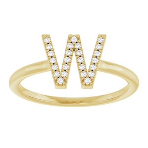 14K Yellow Gold .06 CTW Natural Diamond Initial W Ring