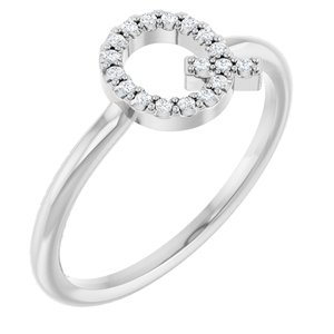 14K White Gold .08 CTW Natural Diamond Initial Q Ring