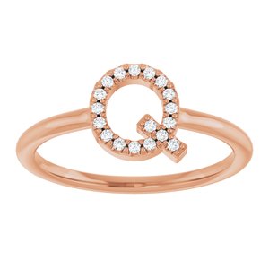 14K Rose Gold .08 CTW Natural Diamond Initial Q Ring