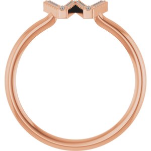 14K Rose Gold .06 CTW Natural Diamond Initial W Ring