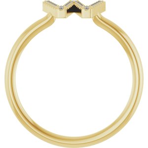 14K Yellow Gold .06 CTW Natural Diamond Initial W Ring