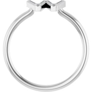 14K White Gold .06 CTW Natural Diamond Initial W Ring