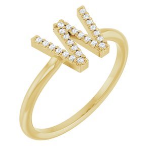 14K Yellow Gold .06 CTW Natural Diamond Initial W Ring