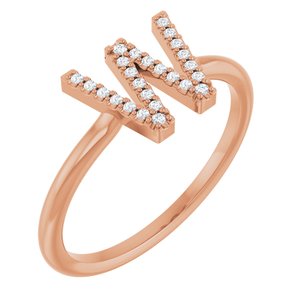 14K Rose Gold .06 CTW Natural Diamond Initial W Ring
