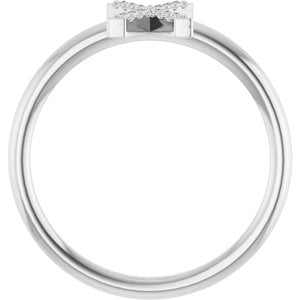 Sterling Silver .05 CTW Natural Diamond Initial X Ring