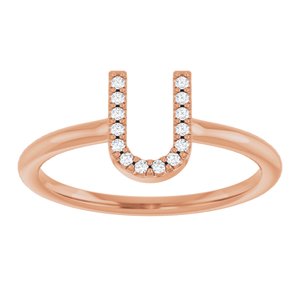 14K Rose Gold .05 CTW Natural Diamond Initial U Ring