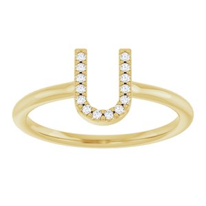 14K Yellow Gold .05 CTW Natural Diamond Initial U Ring