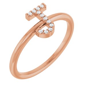14K Rose Gold .05 CTW Natural Diamond Initial J Ring
