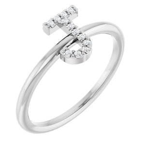 14K White Gold .05 CTW Natural Diamond Initial J Ring