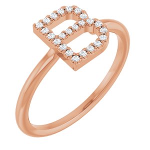 14K Rose Gold .08 CTW Natural Diamond Initial B Ring
