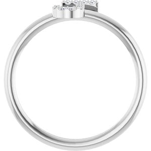 14K White Gold .05 CTW Natural Diamond Initial J Ring