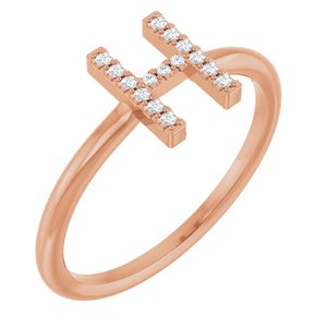 14K Rose Gold .05 CTW Natural Diamond Initial H Ring